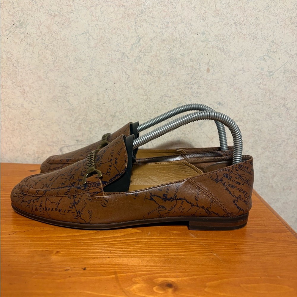 Patricia Nash Fia map print brown leather loafer flats women’s size 7